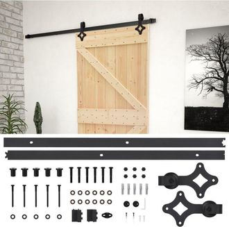 vidaXL Vidaxl - Puerta Corredera Con Herrajes Madera Maciza De Pino 90x210 Cm