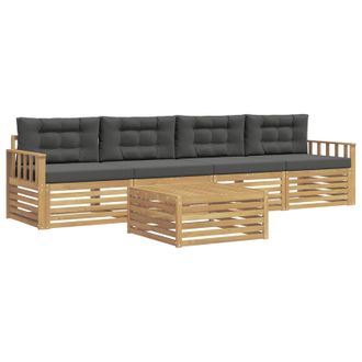 vidaXL Conjunto De Sof&aacute;s De Exterior 5 Pcs Blanco Y Antracita Vidaxl