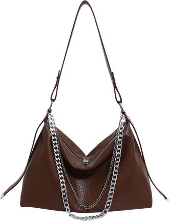 Generic Cymwer PU Leather Shoulder Bag Large Tote Bags Vintage Underarm Bag for Women (Brown)