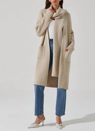 Astr Noemi Ribbed Cardigan In Beige