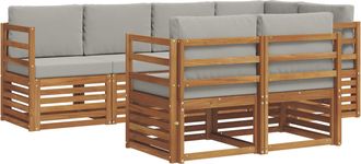 vidaXL Conjunto De Sof&aacute;s De Exterior 7 Uds. Natural Y Gris Claro Vidaxl