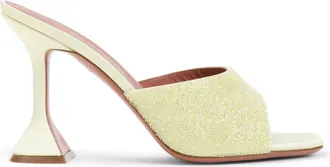 Amina Muaddi Yellow Lupita Crystal Dust 95 Satin Sandals-Donna