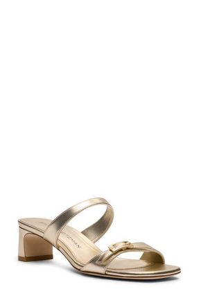 Stuart Weitzman Baby Babette Slide Sandal in Light Gold at Nordstrom, Size 6.5