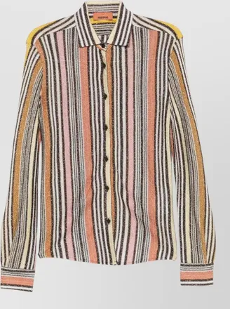 Missoni long sleeve collared striped cuffed shirt