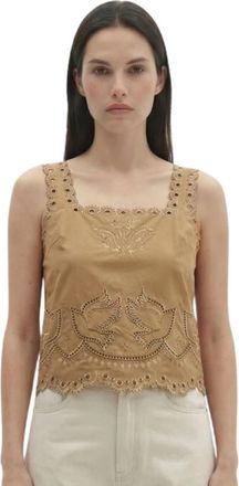BERENICE Top Crista - Dames - Tops zonder mouwen - Beige - S - Katoen - Tops