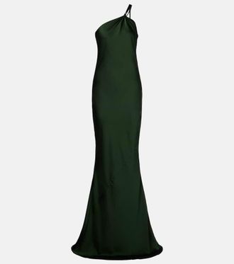 Norma Kamali One-shoulder satin gown