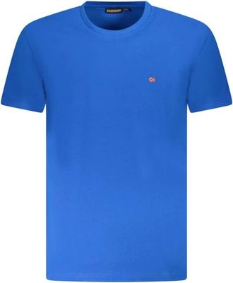 Napapijri Blauw Katoenen Crew Neck T-Shirt - Heren - T-shirts - Blauw - 2XL - Katoen - Tops
