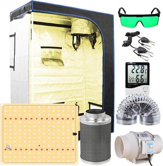 OEM Armario De Cultivo Led, Construcci&oacute;n Duradera, Luces Led Regulables, Ventiladores Centr&iacute;fugos Y Filtro De Aire De Carb&oacute;n Activado, Kit De 120x60x150 C