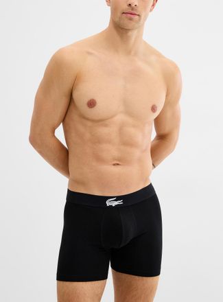 Lacoste Mens 5 croc-waist black boxer briefs Cotton 3-pack