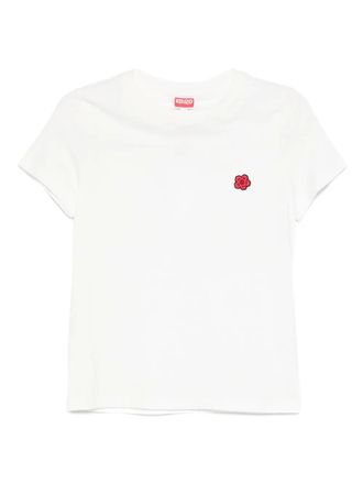 Kenzo flower-embellished cotton T-shirt - women - Organic Cotton - S - White