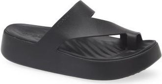 Crocs Getaway Toe Loop Waterproof Platform Sandal in Black at Nordstrom, Size 10