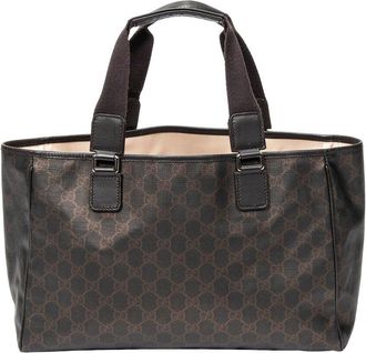 Gucci Dark Brown Supreme Coated Canvas Open Tote (Authentic Pre-Loved)