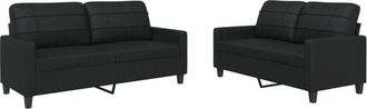 vidaXL Vidaxl - Juego De Sof&aacute;s Con Cojines 2 Piezas Cuero Sint&eacute;tico Negro