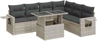 vidaXL Set De Sof&aacute;s De Jard&iacute;n 7 Pzas Con Cojines Rat&aacute;n Pe Gris Claro Vidaxl