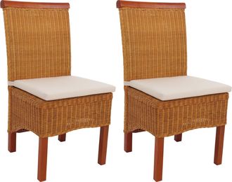 Hhg Hhg - Nunca Usado] Lote De 2 Sillas De Comedor Silla De Mimbre Silla M42, Rat&aacute;n, Con Coj&iacute;n De Asiento