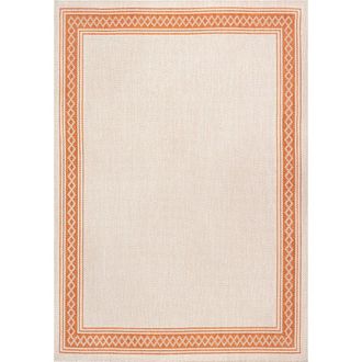 Jonathan Y Designs Lucia Classic Diamond Border Indoor/Outdoor Area Rug in Cream/orange at Nordstrom, Size 2Ft 0In X 8Ft 0In