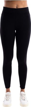 Hinnominate Hinnominate - Ribbed Knit Leggings - Dames - Broeken - Zwart - Maat: L Viscose