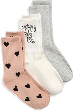 SKIMS 3-Pack Sport Socks in Spaced Hearts Multi at Nordstrom, Size Medium