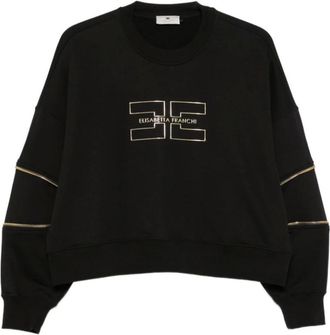 Elisabetta Franchi Mujer, Sudaderas, Negro, Talla: M