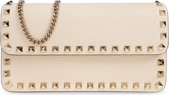 Valentino Garavani Rockstud Portemonnee Met Ketting - Dames - Portefeuilles - Beige - ONE Size - Leer - Accessoires