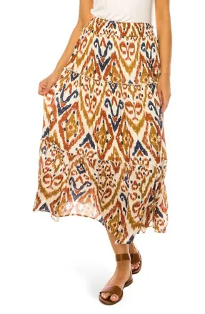 A Collective Story Ikat Print Midi Skirt in Snow White at Nordstrom, Size X-Large