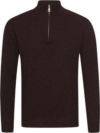 Oscar Jacobson Regular Fit Half Zip Tr&oslash;je - Heren - Coltruien - Bruin - M - Wol - Truien & Vesten