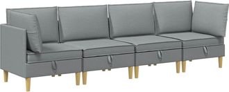 vidaXL Juego De Sof&aacute; Modular Con Almacenamiento 4 Uds. Gris Claro Tela Vidaxl