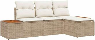vidaXL Vidaxl - Conjunto De Sof&aacute; De Jard&iacute;n 4 Pcs Beige Y Crema 184 X 62 X 85 Cm