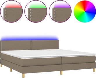 vidaXL Vidaxl - Cama Box Spring Con Colch&oacute;n Led Tela Gris Taupe 200x200 Cm