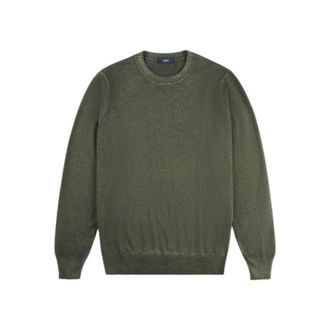 Fay Trui met logo-borduring - Heren - Truien - Groen - Maat: L Wol