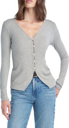 Favorite Daughter The Good Luck Long Sleeve Rib Top in Heather Grey at Nordstrom, Size X-Small
