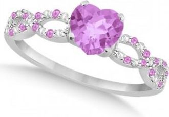 Allurez Diamond & Pink Sapphire Heart Infinity Engagement 14k W Gold 1.50ct