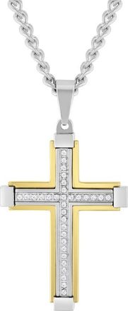 Robert Alton 1/6CTW Diamond Stainless Steel Yellow Finish Cross Pendant