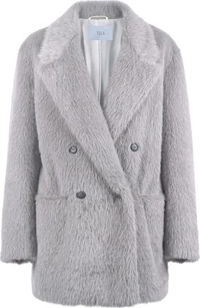 Tela Nepbont & Shearling Jas - Dames - Jassen - Grijs - S - Nepbont - Jassen