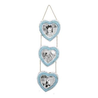 Beachcombers 5x5 Heart Shaped 3-Section Distressed Wood Photo Picture Frames in Blue at Nordstrom, Size Medium