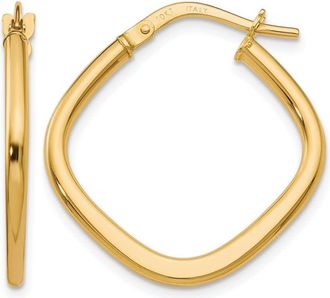 Diamond2Deal 10K Yellow Gold Square Shape Hoop Earrings