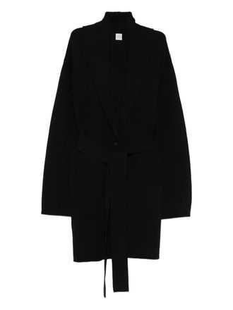 Toteme shawl-lapel knitted coat - women - Wool - L - Black