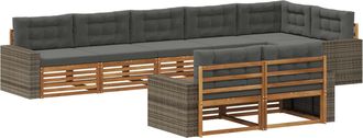 vidaXL Conjunto De Sof&aacute;s De Exterior 8 Uds. Natural Y Antracita Vidaxl