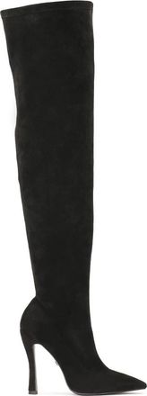 Kazar Zwarte hoge stiletto musketiers - Dames - Laarzen met Hak - Zwart - 35 EU - Leer - Schoenen