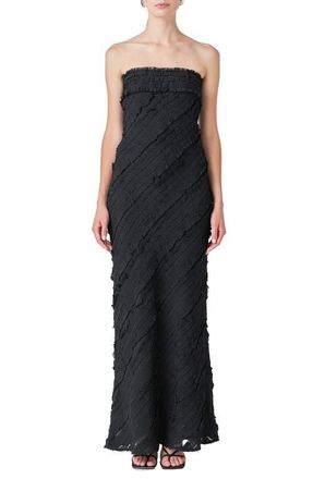 endless rose Ruffle Strapless Maxi Dress in Black at Nordstrom, Size X-Small