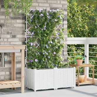 Berkfield Home Garden Planters with Water Irrigation System 2 pcs White