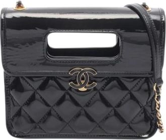 Chanel Pre-owned Patent Leather Shoulder Bag - Dames - Vintage Handtas - Zwart - ONE Size - Leer - Vintage