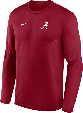 Nike Alabama Sideline Legend Small Logo Nike Mens Dri-FIT College Long-Sleeve T-Shirt in Red | 02TJ69WABN-HE3