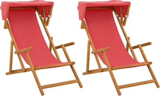 vidaXL Silla De Terraza 2 Pcs 3 Posici&oacute;n Madera De Eucalipto Maciza Vidaxl