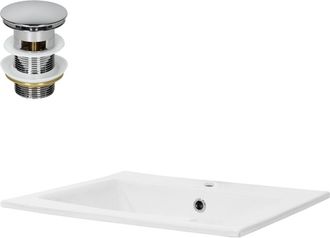 ML Design Lavamanos rectangular de ceramica blanca encastrable