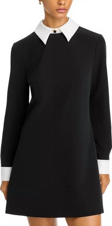 French Connection Echo Long Sleeve Collared Neck Dress In Black/white