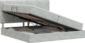 vidaXL Cama Con Almacenamiento Y Colch&oacute;n Gris Claro 200 X 200 Cm Vidaxl