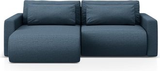 Cosmopolitan Design Sof&aacute; cama esquinero con ba&uacute;l 3 plazas tejido estructural azul