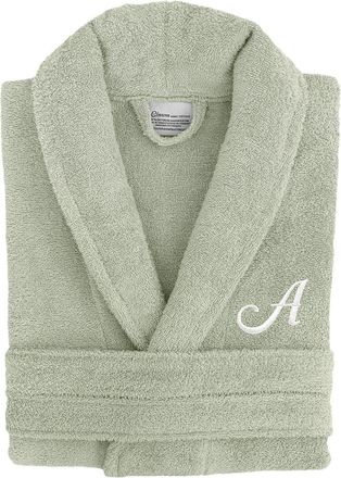 Linum Home Textiles Monogram Terry Bathrobe (A-Z Linum Font) In Large/Xl