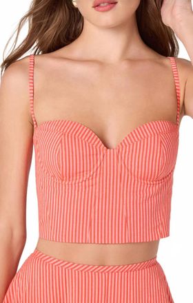Astr Maya Bustier Crop Top In Red Stripe